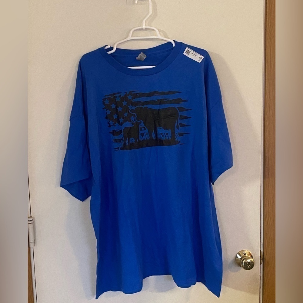 Men’s two extra large blue and black graphic tee